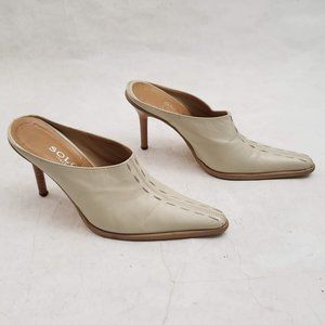 🤍 Solo Italian Leather Heeled Mules Size 37 🤍